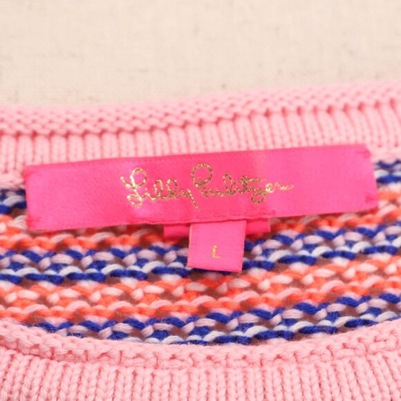 LILLY PULITZER Samora Sweater Textured Reef Stripe Pink Multicolor Size L - Picture 5 of 8